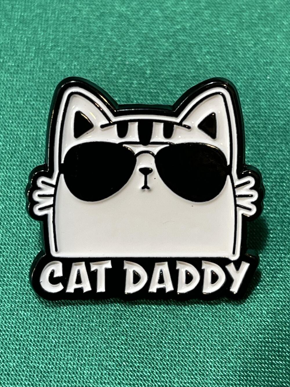 NWOT Black Cat Daddy Brooch Lapel Pin Enamel Cat Dad Sunglasses Pet Parent